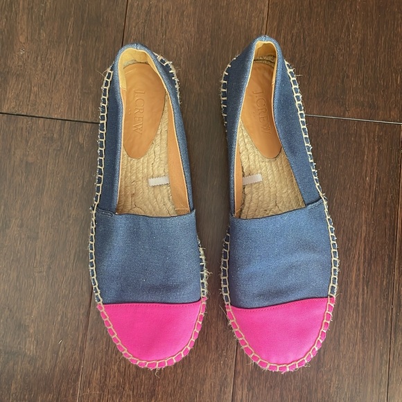 J Crew Color Block Navy Pink Espadrille Flat - Size 8.5 - Picture 4 of 10